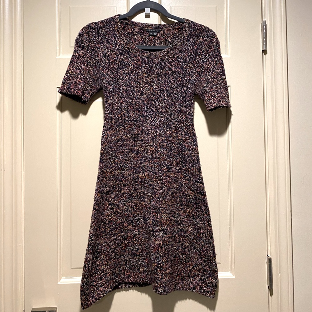 Theory knit merino wool multi-colored dress.
